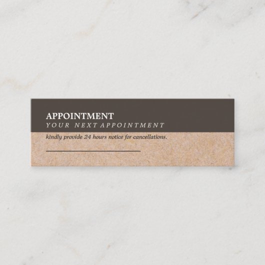 Modern Brown Accent Printed Kraft Appointment Mini Visitekaartje (Voorkant)