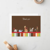 Modern Brown Alphabet Soup Flat Dank u wel Notitiekaartje (Voorkant / Achterkant in situ)