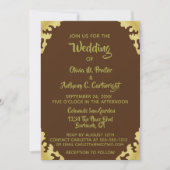 Modern Brown and Gold Wedding Invitation Kaart (Voorkant)