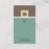 Modern Brown and Green Monogram Visitekaartje (Achterkant)