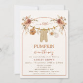 Modern Brown Arch Floral Clothesline Baby shower Kaart (Voorkant)