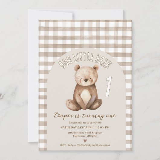 Modern Brown Arch Ons kleine Beer 1e verjaardag Kaart (Voorkant)