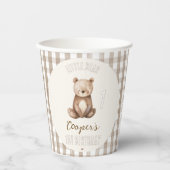 Modern Brown Arch Ons kleine Beer 1e verjaardag Papieren Bekers (Voorkant)