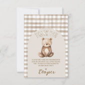 Modern Brown Arch Onze kleine Beer Verjaardag Bedankkaart (Voorkant)