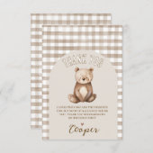 Modern Brown Arch Onze kleine Beer Verjaardag Bedankkaart (Voorkant / Achterkant)