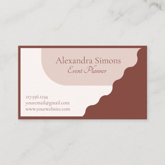 Modern Brown Beige Boho Retro Visitekaartje (Voorkant)