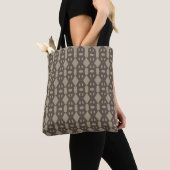 Modern Brown & Beige Diamond Shape Pattern Tote Bag (Dichtbij)