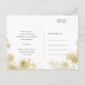 Modern Brown beige Elegant Script Gold Snowflakes Feestdagenkaart (Achterkant)