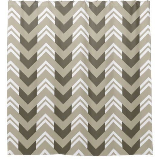 Modern Brown, Beige, White Chevron Pattern Douchegordijn (Voorkant)