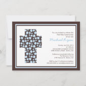 Modern Brown Blue Cross Boys CommunityUitnodiging Kaart (Voorkant)