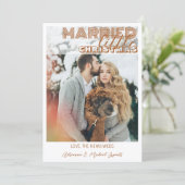 Modern Brown Calligraphy Married Little Christmas Feestdagenkaart (Staand voorkant)