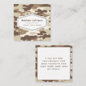 Modern Brown Camouflage Militair Stijlpatroon Vierkante Visitekaartje (Voorkant / Achterkant)