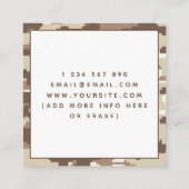 Modern Brown Camouflage Militair Stijlpatroon Vierkante Visitekaartje (Achterkant)