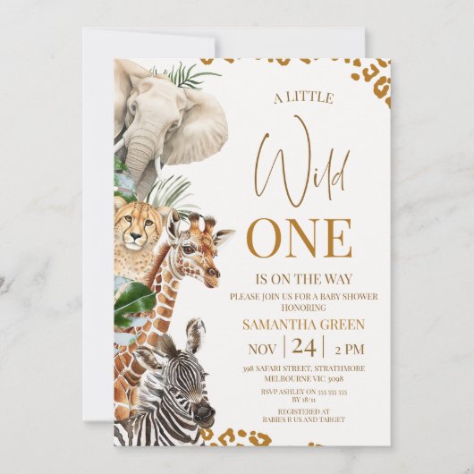 Modern Brown Cheetah Safari Wild One Baby Shower Kaart (Voorkant)