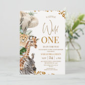 Modern Brown Cheetah Safari Wild One Baby Shower Kaart (Staand voorkant)