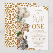 Modern Brown Cheetah Safari Wild One Baby Shower Kaart (Voorkant / Achterkant)