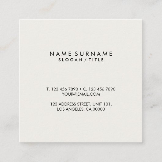 Modern Brown Classic Linen Elegant Gold Monogram Vierkante Visitekaartje (Achterkant)