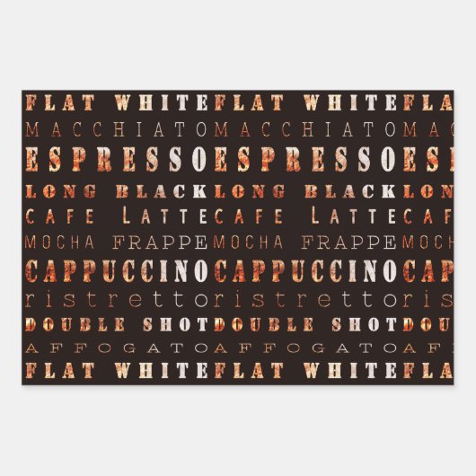 Modern Brown Coffee Espresso Cappuccino Script Inpakpapier Vel (Voorkant 2)