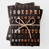 Modern Brown Coffee Espresso Cappuccino Script Inpakpapier Vel (In situ)