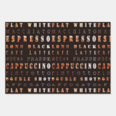 Modern Brown Coffee Espresso Cappuccino Script Inpakpapier Vel (Voorkant)
