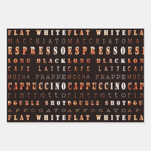 Modern Brown Coffee Espresso Cappuccino Script Inpakpapier Vel (Voorkant)
