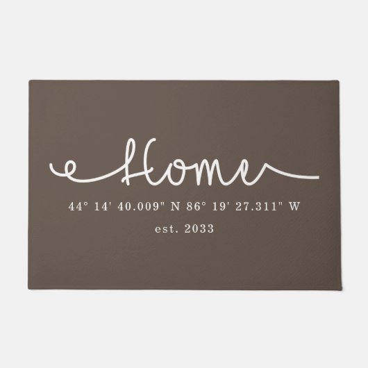 Modern Brown Custom Home GPS-coördinaten Deurmat (Voorkant)