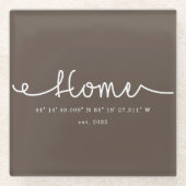 Modern Brown Custom Home GPS-coördinaten Glazen Onderzetter (Voorkant)