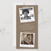 Modern Brown Diagonal Stripes Photo Afstuderen Aankondiging (Achterkant)