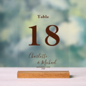 Modern Brown Elegant Wedding Table Number Acryl Bord (Neutraal)