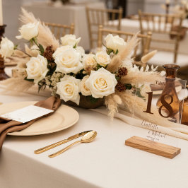 Modern Brown Elegant Wedding Table Number Acryl Bord
