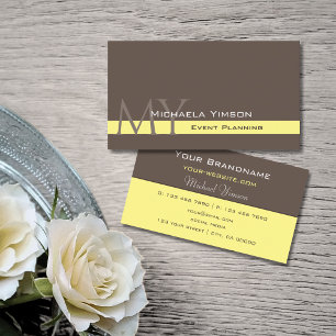 Modern Brown en Cream met Monogram Professional Visitekaartje