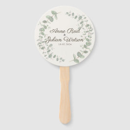 Modern Brown eucalyptus leaves Program Hand Fan Handwaaier