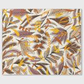 Modern Brown Fall Leaves Illustratiepatroon Cadeaupapier (Vlak)