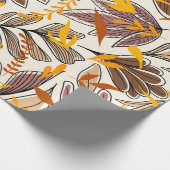 Modern Brown Fall Leaves Illustratiepatroon Cadeaupapier (Hoek)