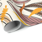 Modern Brown Fall Leaves Illustratiepatroon Cadeaupapier (Rol Hoek)
