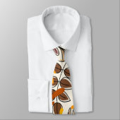 Modern Brown Fall Leaves Illustratiepatroon Stropdas (Gebonden)