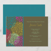 Modern Brown Floral Vrijgezellenfeest Invite Kaart (Voorkant / Achterkant)