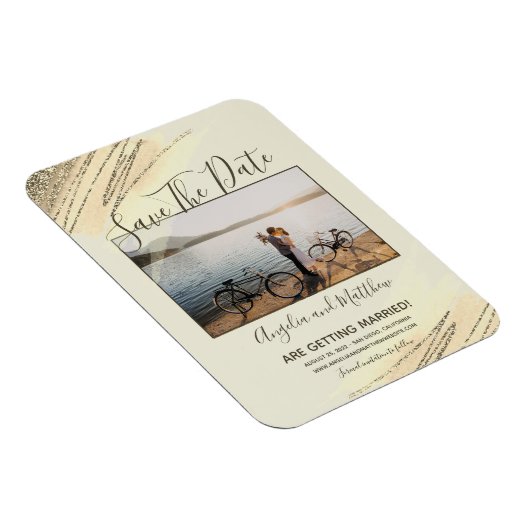 Modern Brown Gold Glitter Spark bespaart op datum  Magneet (Rechterzijde)