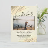 Modern Brown Gold Glitter Spark bespaart op datum  Save The Date (Staand voorkant)