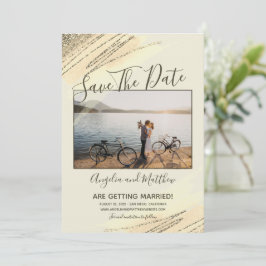 Modern Brown Gold Glitter Spark bespaart op datum  Save The Date