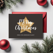 Modern Brown Gold Star Merry kerst Briefkaart