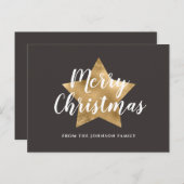 Modern Brown Gold Star Merry kerst Briefkaart (Voorkant / Achterkant)