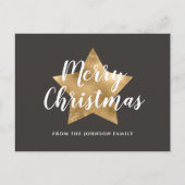 Modern Brown Gold Star Merry kerst Briefkaart (Voorkant)