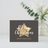 Modern Brown Gold Star Merry kerst Briefkaart (Staand voorkant)