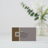 Modern Brown & Gray Monogram Visitekaartje (Staand voorkant)