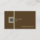 Modern Brown & Gray Monogram Visitekaartje (Achterkant)