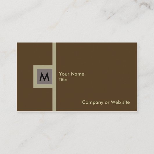 Modern Brown & Gray Monogram Visitekaartje (Achterkant)