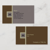 Modern Brown & Gray Monogram Visitekaartje (Voorkant / Achterkant)