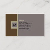 Modern Brown & Gray Monogram Visitekaartje (Voorkant)