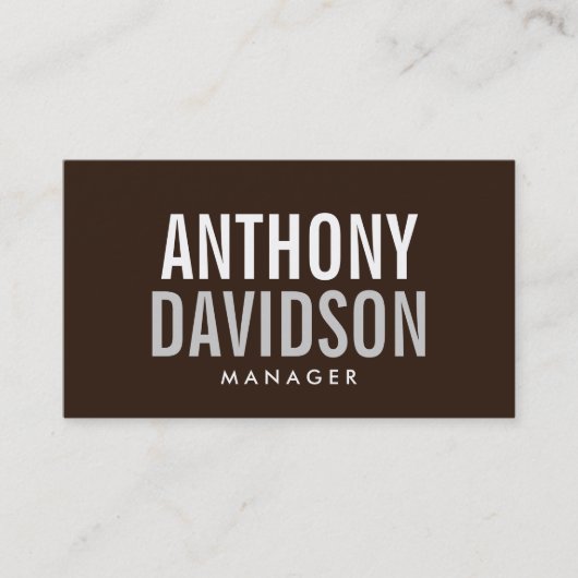 Modern Brown Huge Bold Text Visitekaartje (Voorkant)